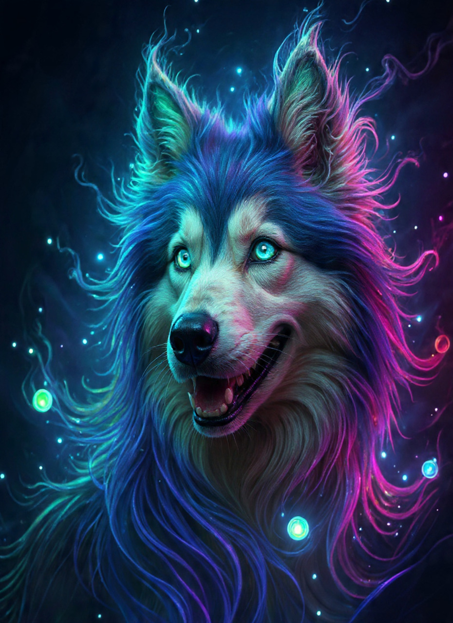 UN LOBO DE VARIOS COLORES